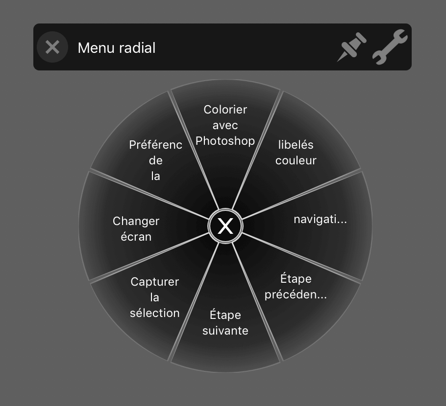 configuration du menu radial de la tablette graphique wacom